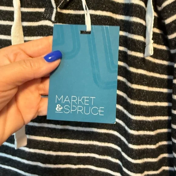 Market & Spruce Charcoal and White Striped Pullover - Picture 3 of 6